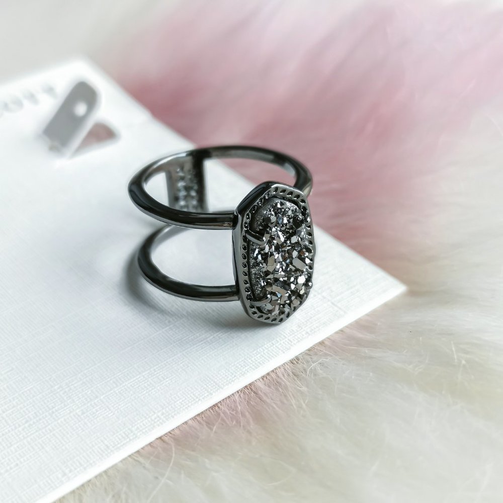 Kendra Scott Black Pavé Oval Double-Band Ring